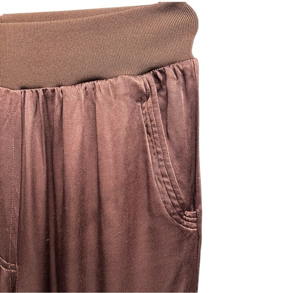 Pistola Chocolate Brown Cargo Pants Pull On Silky Satin Pockets Size Small - Picture 3 of 8